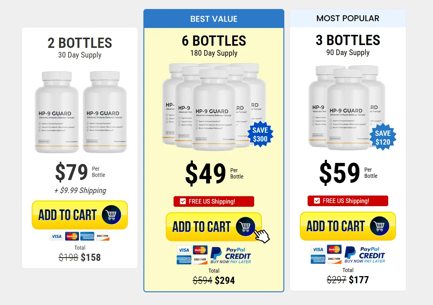 HP9 guard bottles pricing
